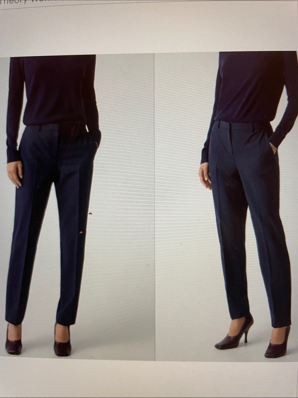 Theory Rosel wool flat front pant in navy sz 4